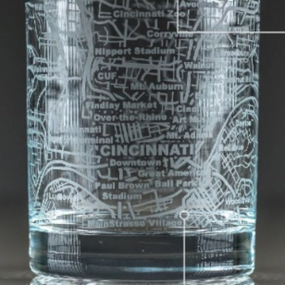 Whiskey Glasses - 10 Oz Tumbler Set for Cincinnati lovers - Picture 2 of 8